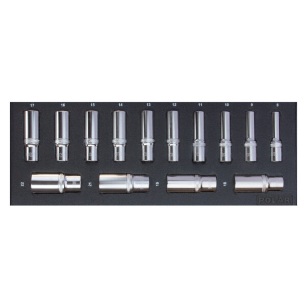 3/8” Pipesett i mm - 12-kant