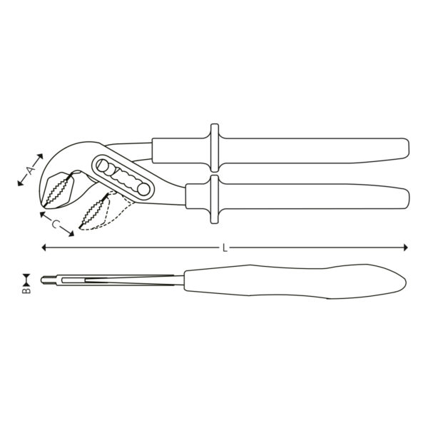1000V Vannpumpetang m/ dobbelt styrespor - 250 mm - Bilde 2